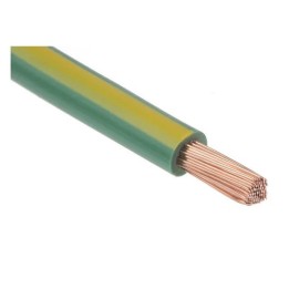 Fil H07  V-K (Souple) 10 mm² - Coupe au mètre - Vert/Jaune - Réf : HO7-VK10v/j