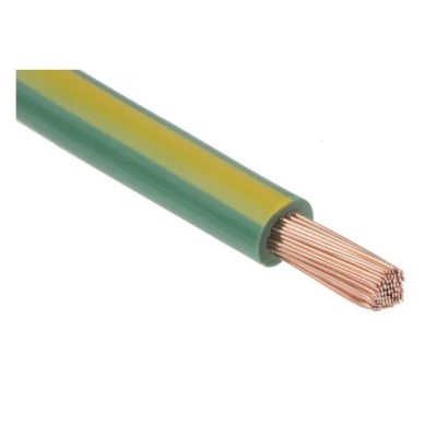 Fil H07  V-K (Souple) 10 mm² - Coupe au mètre - Vert/Jaune - Réf : HO7-VK10v/j