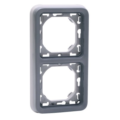 Legrand - Support plaque 2 postes verticaux Plexo composable IP55 - gris - Réf : 069685