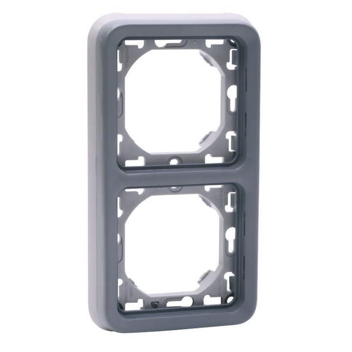 Legrand - Support plaque 2 postes verticaux Plexo composable IP55 - gris - Réf : 069685