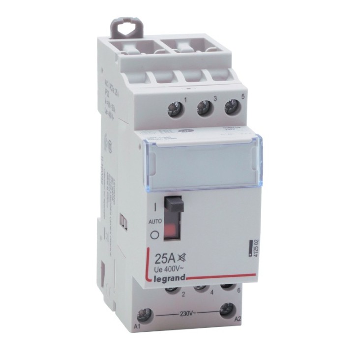 Legrand - Contacteur domestique silencieux - 230 V~ - 3P - 400 V~/25 A - 3F - Réf : 412502