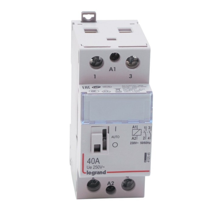 Legrand - Contacteur de puissance CX³ bobine 230V~ - 2P 250V~ - 40A - contact 2F - 2 modules - Réf : 412545