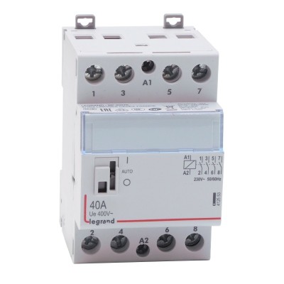 Legrand - Contacteur de puissance bobine 230 V~ - 4P - 250 V~ - 40 A - 4F - 3 modules - Réf : 412553