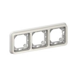 Legrand - Support plaque - pour encastré Prog Plexo composable blanc - 3 postes horiz - Réf : 069698