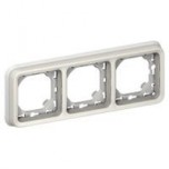 Legrand - Support plaque - pour encastré Prog Plexo composable blanc - 3 postes horiz - Réf : 069698