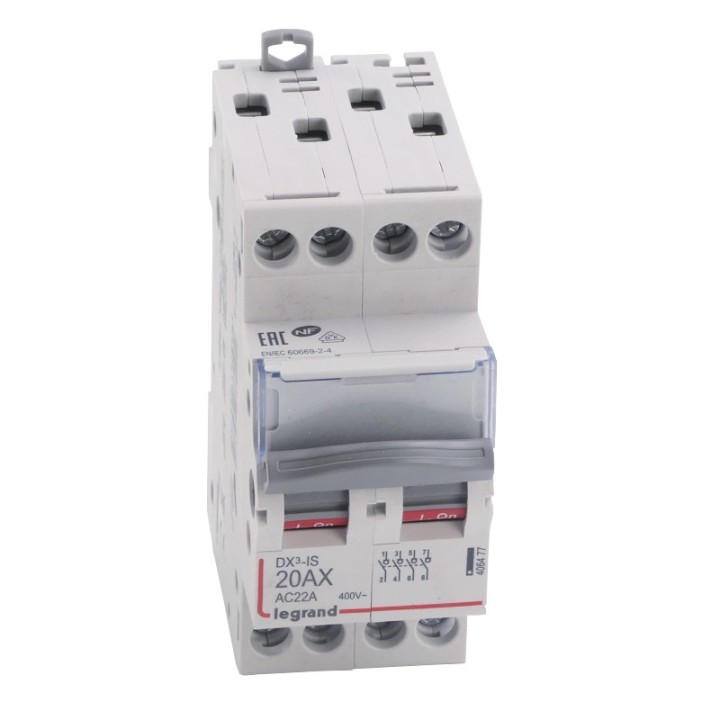 Legrand - Interrupteur-sectionneur DX³-IS - 4P 400 V~ - 20 A - 2 modules - Réf : 406477