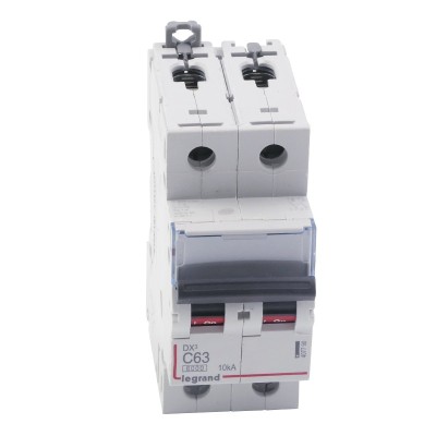 Legrand - Disjoncteur DX³6000 10kA - vis/vis - 2P 230V~ à 400V~ - 63A - courbe C - 2 modules - Réf : 407790