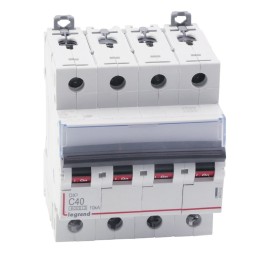 Legrand - Disjoncteur DX³ 6000 -vis/vis- 4P- 400V~-40A-courbeC-peigne HX³ trad 4P - 4M - Réf : 407902