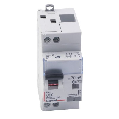 Legrand - Disjoncteur différentiel DX³4500 - vis/vis - U+N 230V~ - 20A typeAC 30mA - courbe C - 2 modules - Réf : 410706