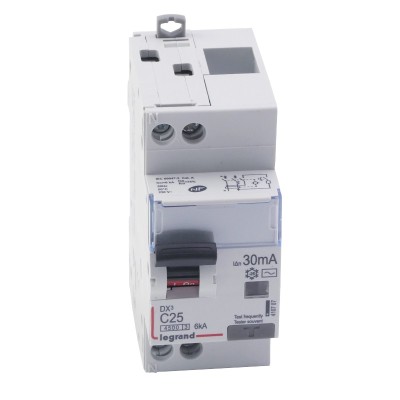 Legrand - Disjoncteur différentiel DX³4500 - vis/vis - U+N 230V~ - 25A typeAC 30mA - courbe C - 2 modules - Réf : 410707