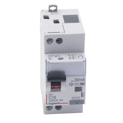 Legrand - Disjoncteur différentiel DX³4500 - vis/vis - U+N 230V~ - 16A typeF 30mA - courbe C - 2 modules - Réf : 410753