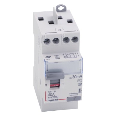 Legrand - Inter diff DX³-ID - vis/vis - 2P - 230V~ - 40 A - type AC - 30mA - départ haut - 2M - Réf : 411611