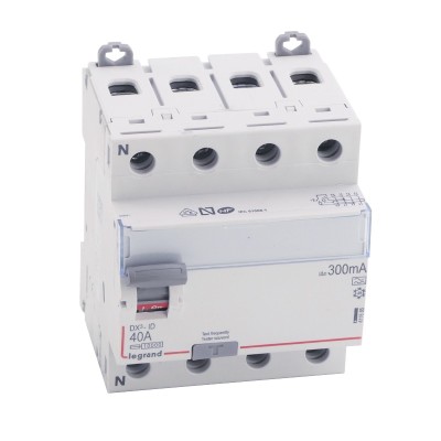 Legrand - Inter diff DX³-ID - vis/vis - 4P - 400V~ - 40A - type A - 300mA - départ bas - 4M - Réf : 411685