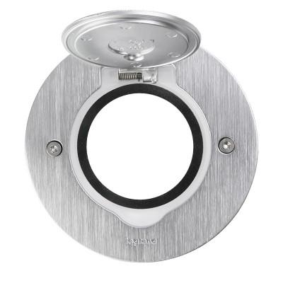 Legrand - Platine de sol ronde à équiper de mécanisme Mosaic 1 poste – inox brossé - Réf : 089701