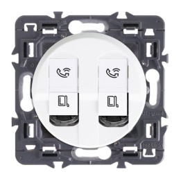 Legrand Céliane - Double Prise RJ45 Simple TV/Tel/Internet - Catégorie 6 - FTP - Ensemble Blanc à composer - Réf : ZB040