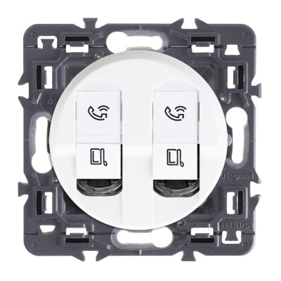 Legrand Céliane - Double Prise RJ45 Simple TV/Tel/Internet - Catégorie 6 - FTP - Ensemble Blanc à composer - Réf : ZB040G