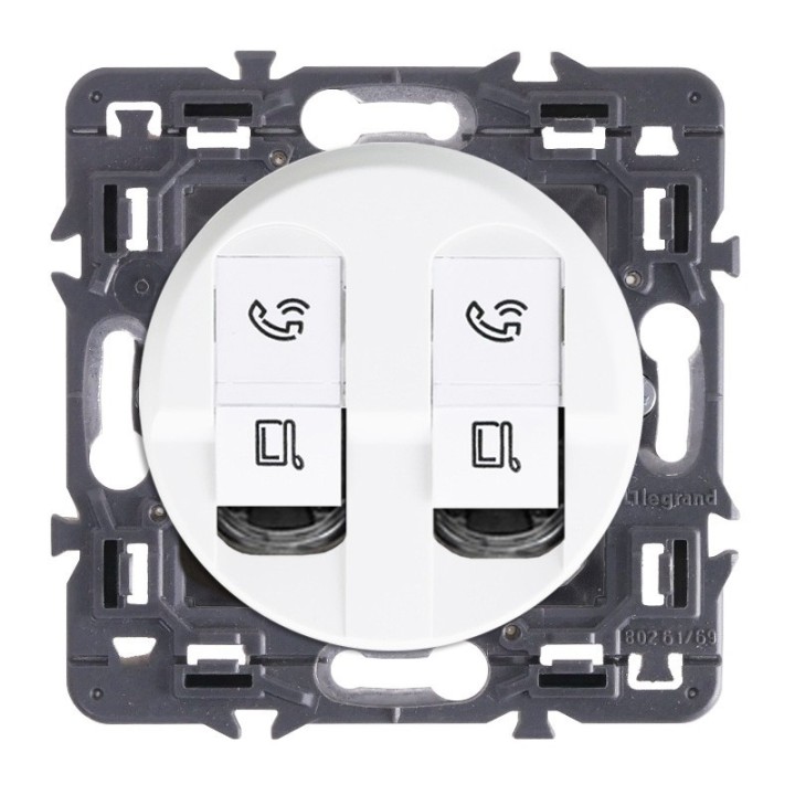 Legrand Céliane - Double Prise RJ45 Simple TV/Tel/Internet - Catégorie 6 - FTP - Ensemble Blanc à composer - Réf : ZB040G