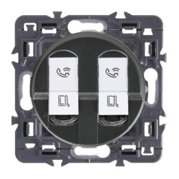 Legrand Céliane - Double Prise RJ45 Simple TV/Tel/Internet - Catégorie 6 - FTP - Ensemble Graphite à composer - Réf : ZG040
