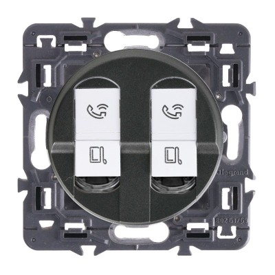 Legrand Céliane - Double Prise RJ45 Simple TV/Tel/Internet - Catégorie 6 - FTP - Ensemble Graphite à composer - Réf : ZG040