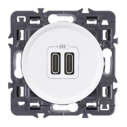 Legrand Céliane - Prise double chargeur USB - Type-C - Ensemble Blanc à composer - Réf : ZB045G