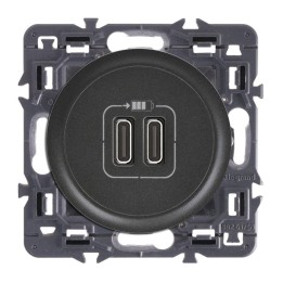 Legrand Céliane - Prise double chargeur USB - Type-C - Ensemble Graphite à composer - Réf : ZG045