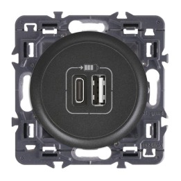 Legrand Céliane - Prise double chargeur USB - Type-A et C - Ensemble Graphite à composer - Réf : ZG046G