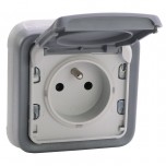 Legrand - Prise de courant et volet de protection IP 55 Plexo complet encastré - Gris - Réf : 069986