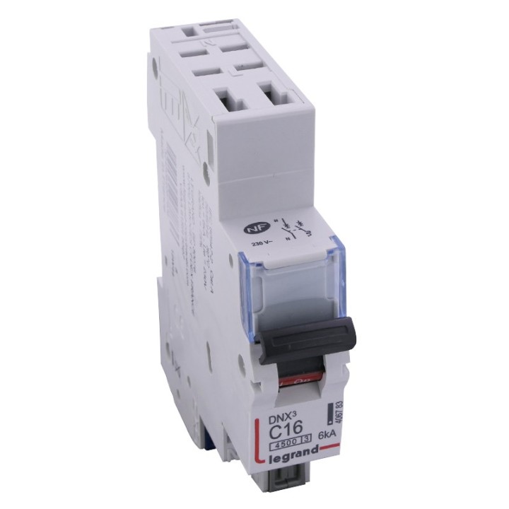 Legrand - Disjoncteur Phase + Neutre - 16 A - bornes automatiques - 1 module - Réf : 092893