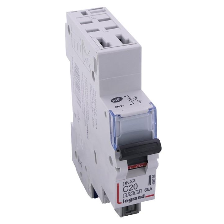 Legrand - Disjoncteur Phase + Neutre - 20 A - bornes automatiques - 1 module - Réf : 092894
