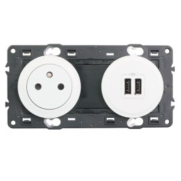 Legrand Céliane - Prise 2P+T + Prise Double USB - Ensemble blanc à composer - Réf : 099508