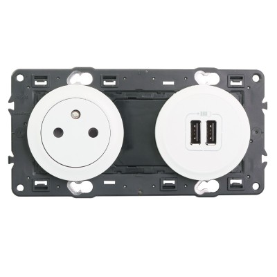 Legrand Céliane - Prise 2P+T + Prise Double USB - Ensemble blanc à composer - Réf : 099508