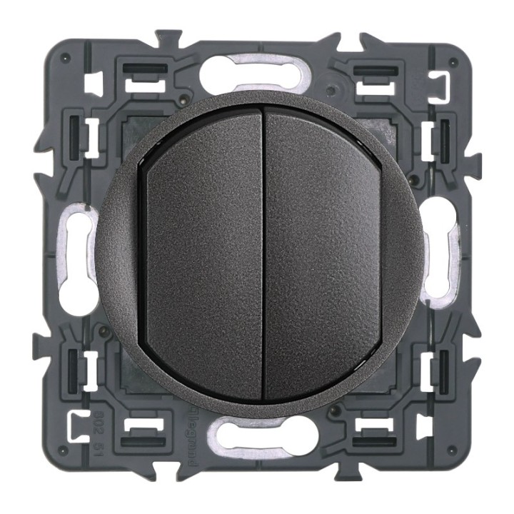 Legrand - Va et Vient + Bouton Poussoir 6A - Ensemble Graphite à composer - Réf : 099534