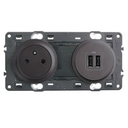 Legrand - Prise 2P+T + Prise Double USB - Ensemble Graphite à composer - Réf : 099538
