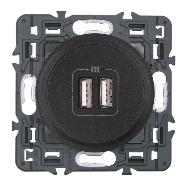 Legrand - Prise double chargeur USB - Ensemble Graphite à composer - Réf : 099543