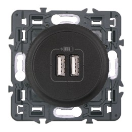 Legrand Céliane - Prise double chargeur USB - Ensemble Graphite à Griffes - à composer - Réf : 099543G
