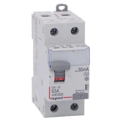 Legrand - Inter diff DX³-ID - vis/vis - 2P- 230V~ - 63A - type A - 30mA - départ bas - 2M - Réf : 411556