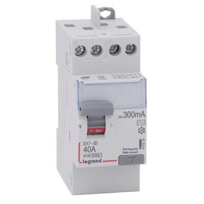 Legrand - Inter diff DX³-ID - vis/vis - 2P - 230V~ - 40A - type AC - 300mA - départ haut - 2M - Réf : 411614