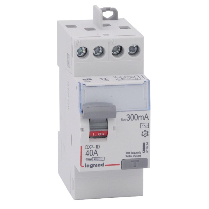 Legrand - Inter diff DX³-ID - vis/vis - 2P - 230V~ - 40A - type AC - 300mA - départ haut - 2M - Réf : 411614