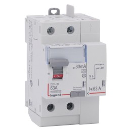 Legrand - Inter diff DX³-ID - vis/auto - 2P - 230V~ - 63A - type A - 30mA - départ haut - 3M - Réf : 411639