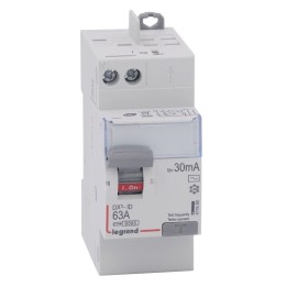 Legrand - Inter diff DX³-ID - vis/auto - 2P - 230V~ - 63A - type AC - 30mA - départ haut - 2 M - Réf : 411650