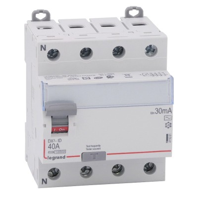 Legrand - Inter diff DX³-ID - vis/vis - 4P - 400V~ - 40A - type AC - 30mA - départ bas - 4M - Réf : 411661