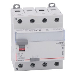 Legrand - Inter diff DX³-ID - vis/vis - 4P - 400V~ - 63A - type A - 30mA - départ bas - 4M - Réf : 411676