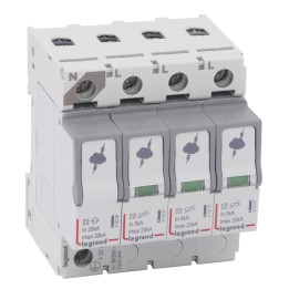 Legrand - Parafoudre basse tension T2- Imax 20 kA/pôle- 3P+N- 320 VA- 4 modules - Réf : 412225