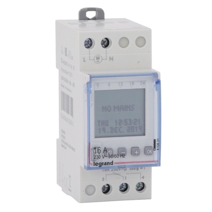 Legrand - Inter horaire programmable digital - auto - multifonction -1 sortie 16A - 250V - Réf : 412631