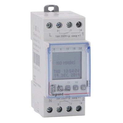 Legrand - Inter horaire programmable digital - auto - multifonction -2 sorties 16A - 250V - Réf : 412641
