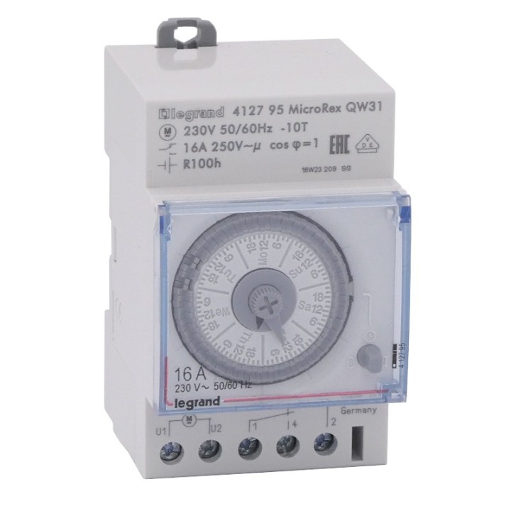 Legrand - Interrupteur-horaire hebdomadaire analogique Programmateur modulaire - Réf : 412795
