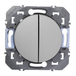 Legrand - Double interrupteur ou va-et-vient dooxie 10AX 250V~ finition alu - Réf : 600102