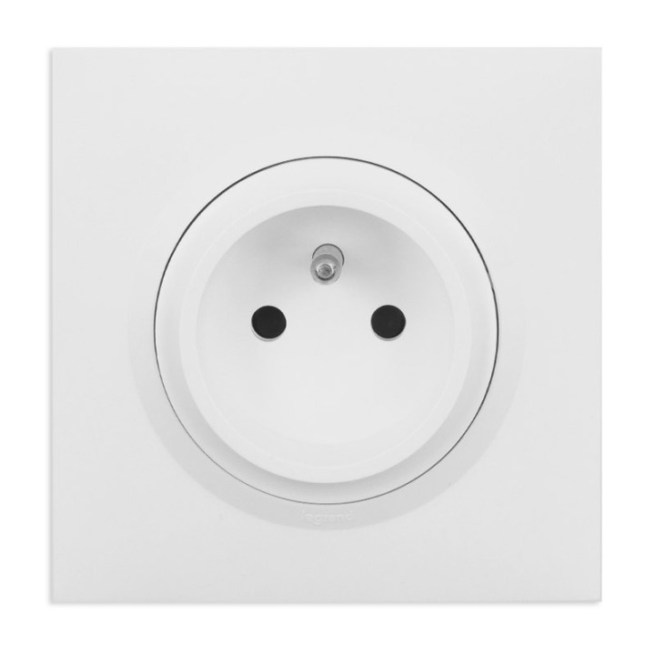 Legrand - Prise de courant easyréno 2P+T 16A faible profondeur dooxie one avec plaque carrée blanche et griffes - Réf : 600728