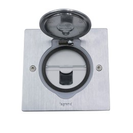 Legrand - Prise de sol simple RJ45 catégorie6 FTP avec platine carrée - inox brossé - Réf : 089761