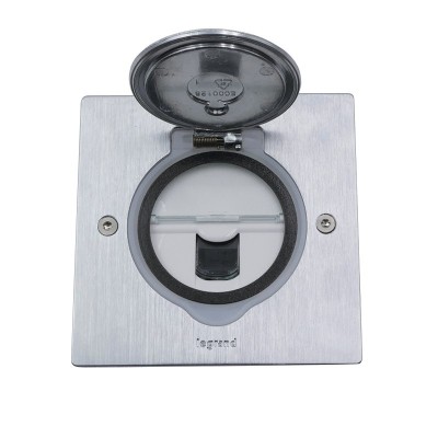 Legrand - Prise de sol simple RJ45 catégorie6 FTP avec platine carrée - inox brossé - Réf : 089761